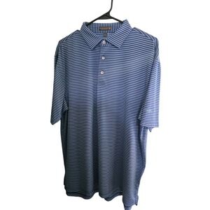 Peter Millar Summer Comfort Mens Large Blue Stripe Golf Polo Shirt Young Life L